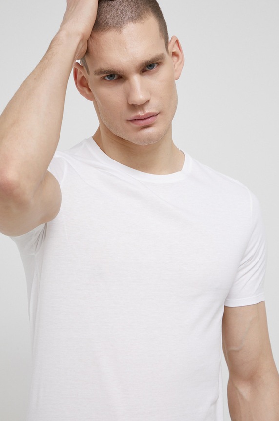 United Colors of Benetton pamut pizsama felső sima fehér 3BVG2M271.101