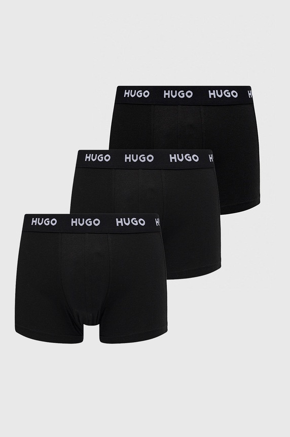 Boxerky HUGO (3-pak) TRUNK TRIPLET PACK pletenina čierna 50469786