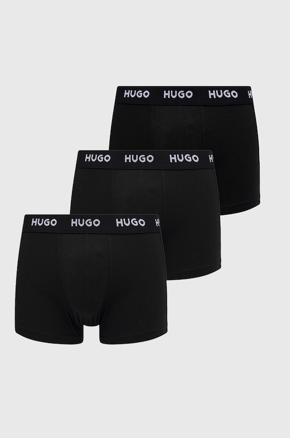 Boxerky HUGO (3-pak) TRUNK TRIPLET PACK pletenina čierna 50469786