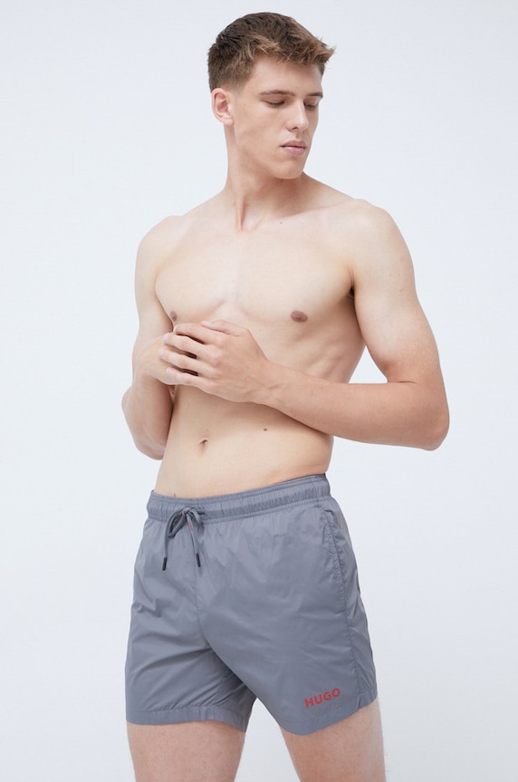 HUGO szorty kąpielowe 50469304 szary SS25