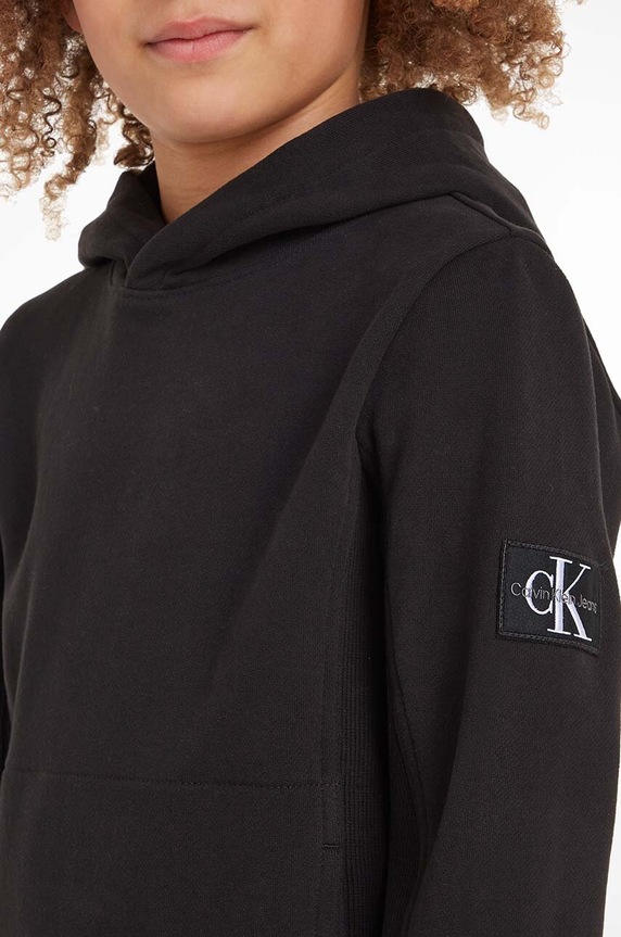 Παιδική βαμβακερή μπλούζα Calvin Klein Jeans IB0IB01114.PPYY μαύρο