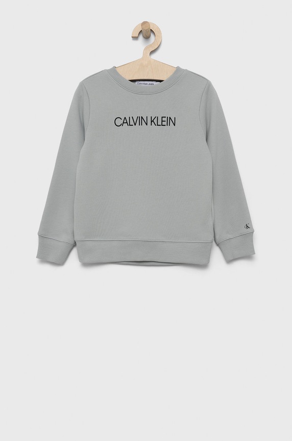 Detská bavlnená mikina Calvin Klein Jeans bavlna sivá IU0IU00162.PPYY