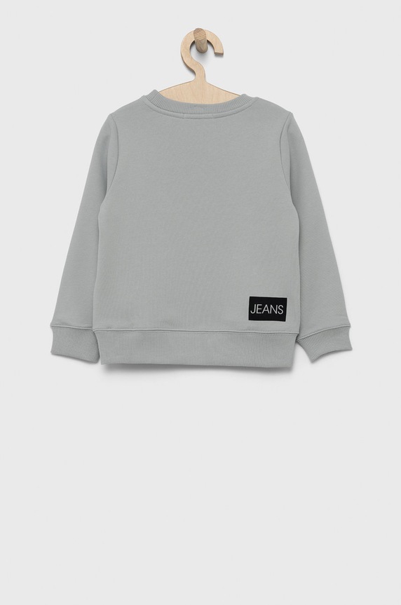 Detská bavlnená mikina Calvin Klein Jeans IU0IU00162.PPYY sivá SS22