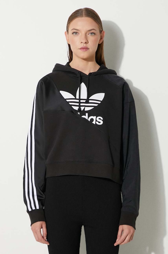 Adidas Adicolor Split Trefoil Hoodie sovrastampa nero HC7050