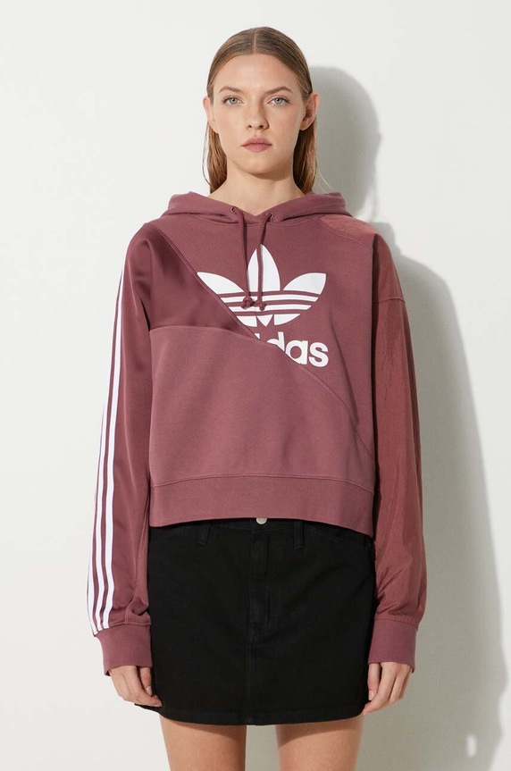 Памучен суичър adidas Originals HC7035 надпис бордо HC7035
