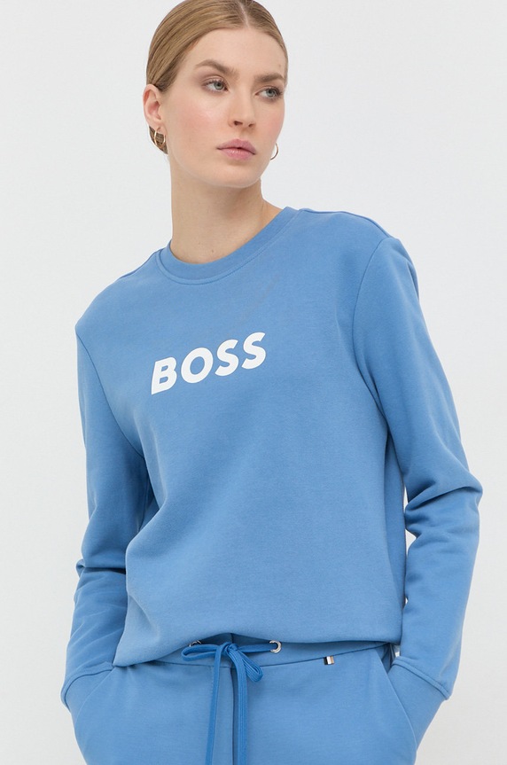 BOSS bluza bawełniana niebieski 50468357
