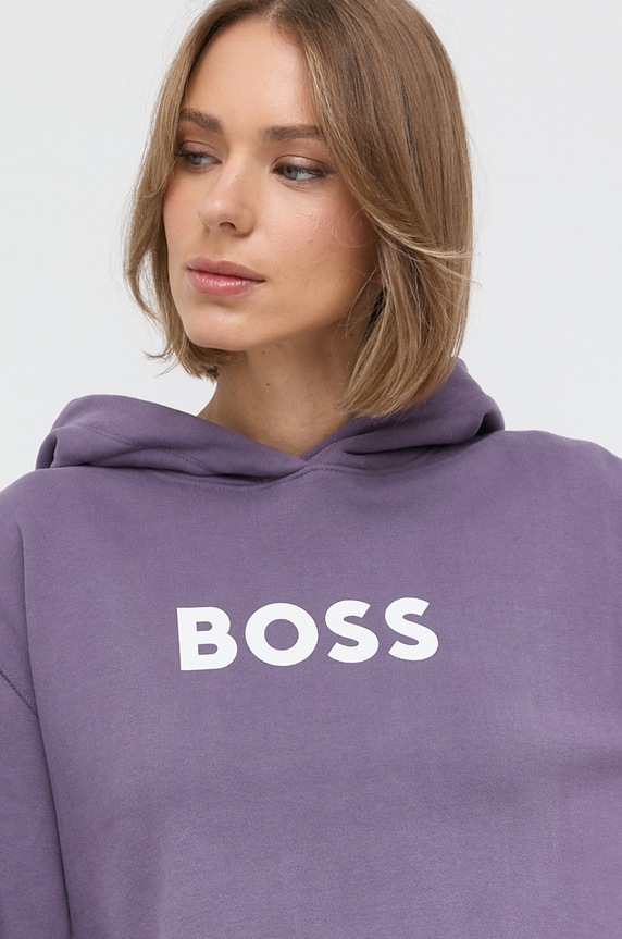Памучен суичър BOSS виолетов 50468367