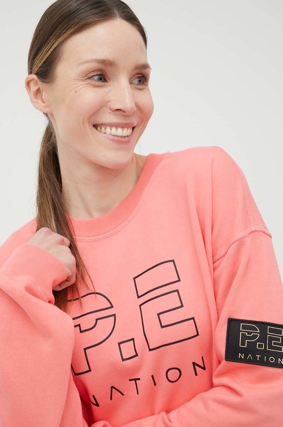P.E Nation bluza bawełniana różowy 22PE1F247