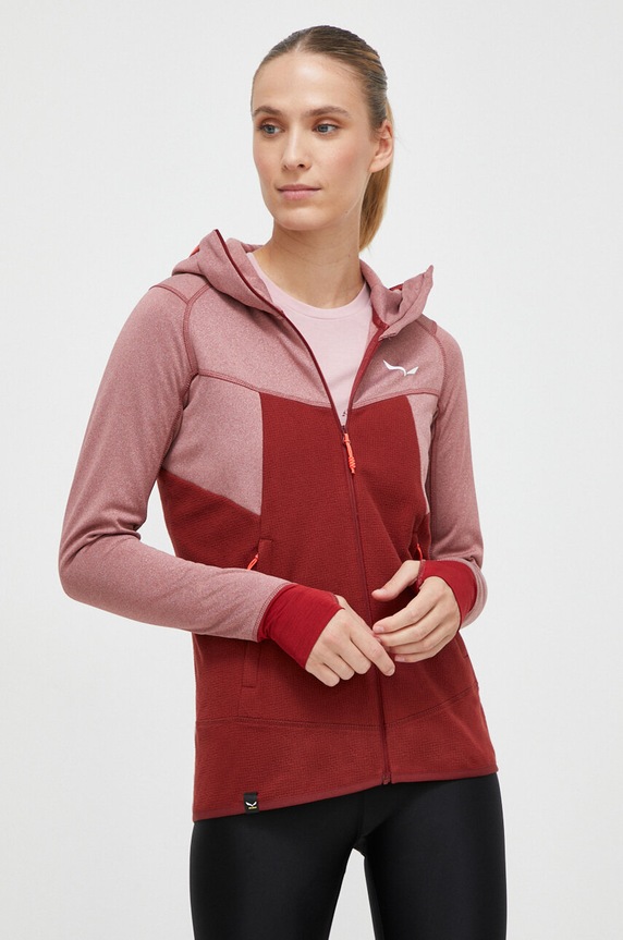 Salewa sportos pulóver Puez Hybrid elasztánnal burgundia 00.0000027389