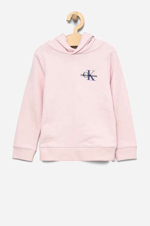 Dětská mikina Calvin Klein Jeans s kapucí růžová IU0IU00266.PPYY