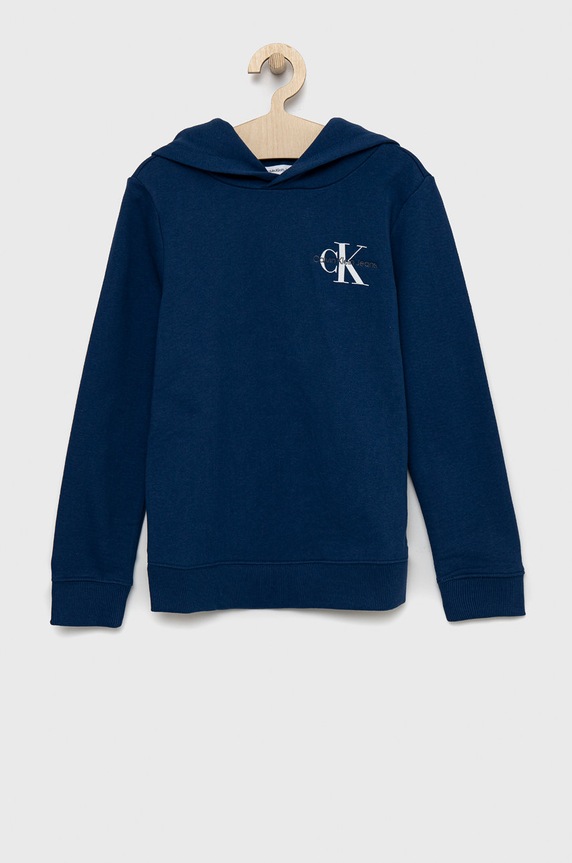 Dětská mikina Calvin Klein Jeans s kapucí námořnická modř IU0IU00266.PPYY