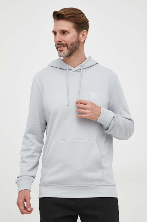 BOSS hanorac de bumbac CASUAL uni gri 50468445