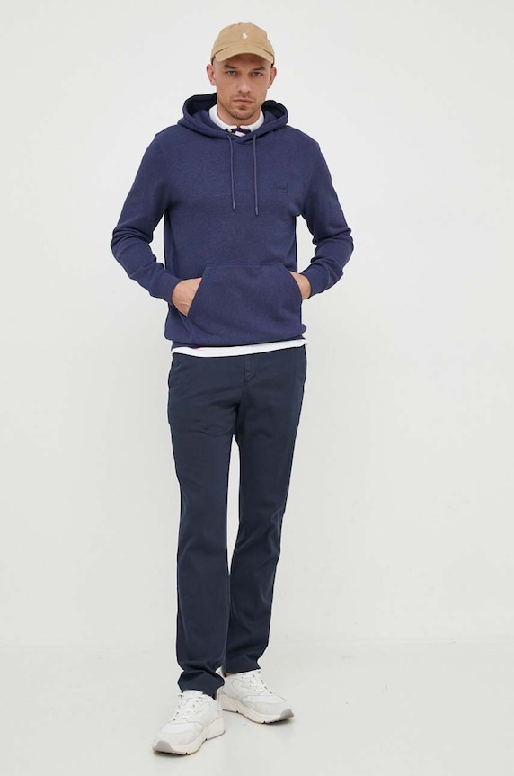 Pamučna dukserica BOSS CASUAL 50468445 mornarsko plava AA00