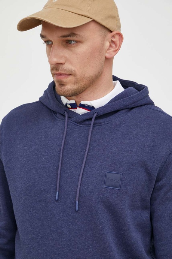 Pamučna dukserica BOSS CASUAL mornarsko plava 50468445