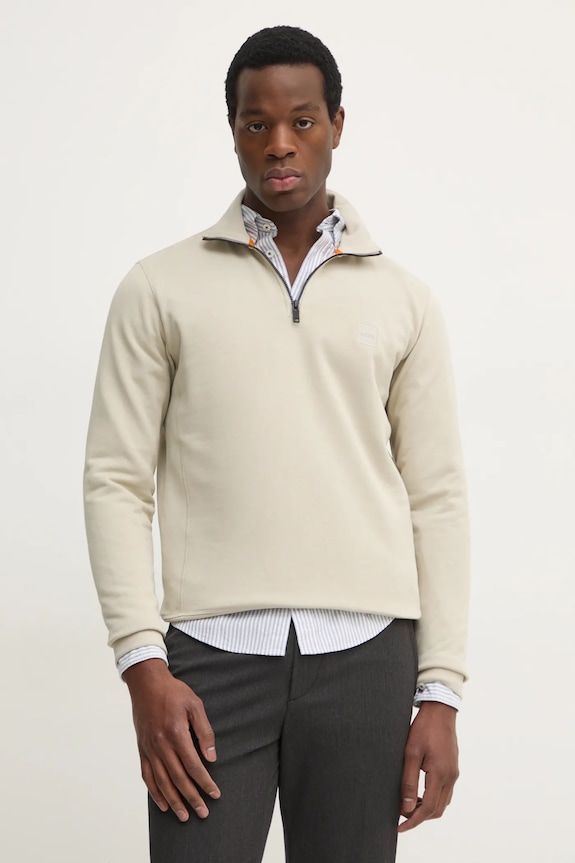 BOSS bluza bawełniana Zetrust bawełna beżowy 50468926