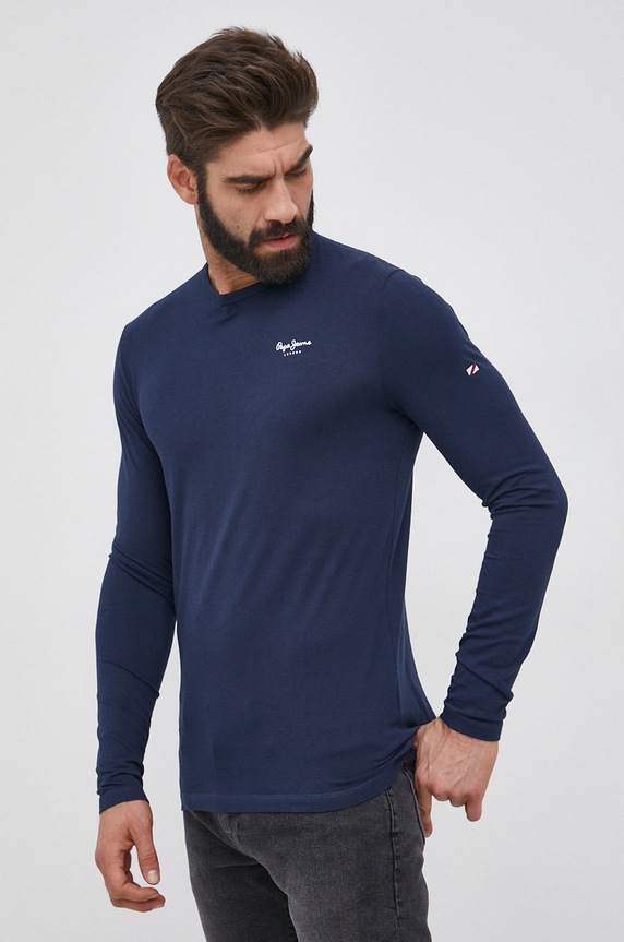 Tričko s dlouhým rukávem Pepe Jeans s elastanem námořnická modř PM508211.595