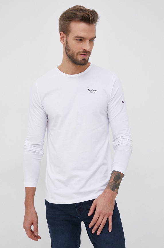 Pepe Jeans camicia a maniche lunghe ORIGINAL BASIC 2 LONG N sovrastampa bianco PM508211.800