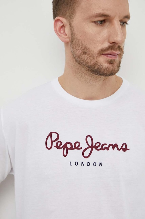 Bavlnené tričko s dlhým rukávom Pepe Jeans Eggo Long biela PM508209.800