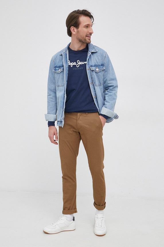 Pepe Jeans top a maniche lunghe in cotone EGGO LONG N PM508209.595 blu navy SS22