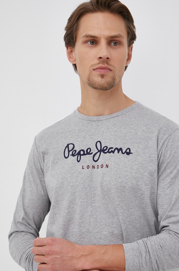 Pamučna majica dugih rukava Pepe Jeans Eggo siva PM508209.933