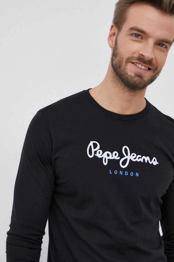 Pamučna majica dugih rukava Pepe Jeans Eggo Long N crna PM508209.999