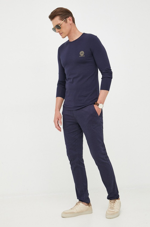 Tričko s dlouhým rukávem Versace AUU01007 námořnická modř AA00