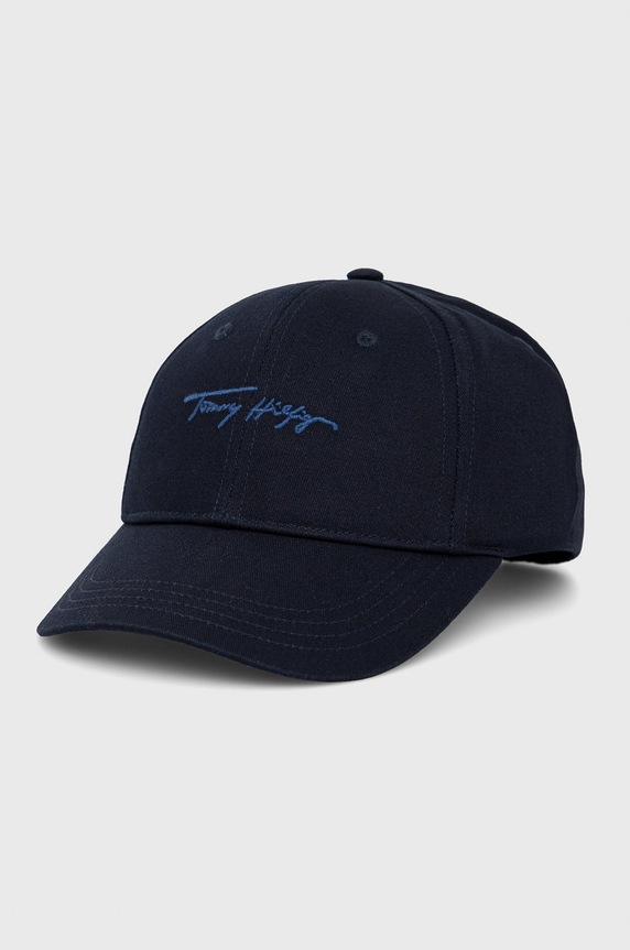 Tommy Hilfiger czapka bawełniana dziecięca aplikacja granatowy AU0AU01310.PPYY