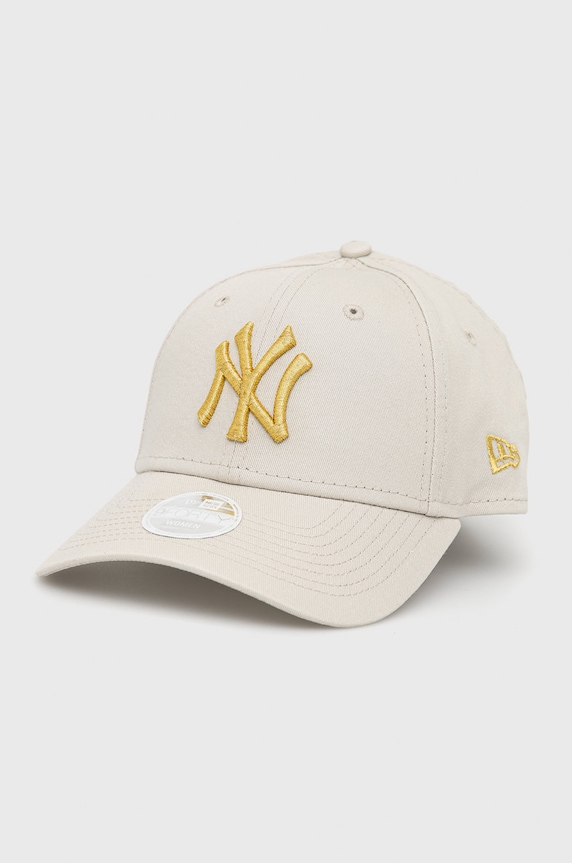 Памучна шапка New Era METALLIC LOGO 9FORTY® памук бежов 60222491.LIGHTBEIGE