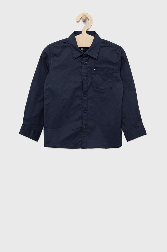 Tommy Hilfiger koszula dziecięca z elastanem granatowy KB0KB07044.PPYY
