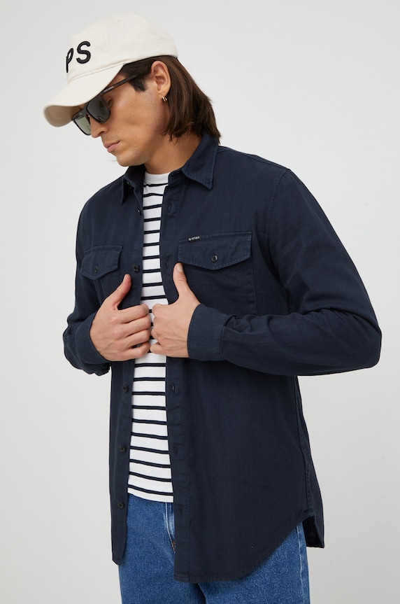 G-Star camicia in cotone slim blu navy D20165.7647