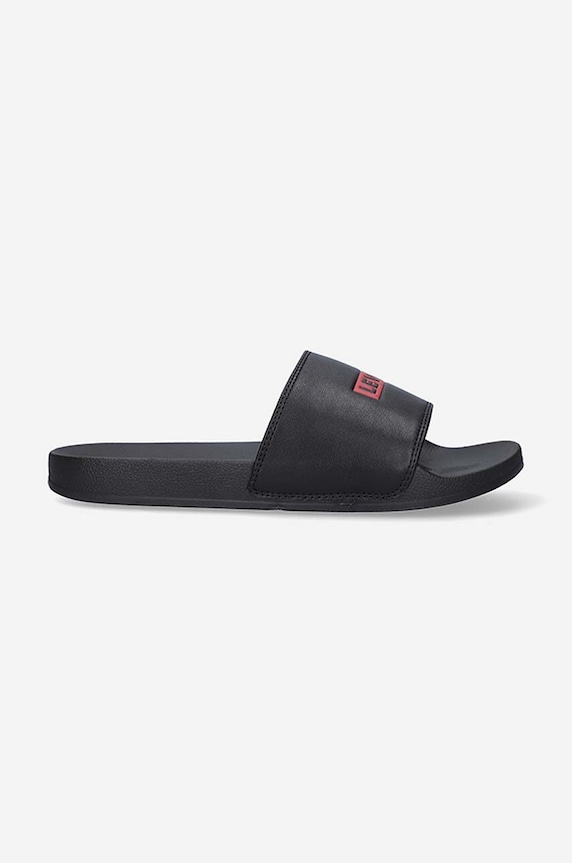 Šľapky Levi's June Boxtab S imitácia kože čierna D6567.0001
