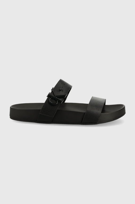 Kožne natikače Calvin Klein Jeans Planet friendly crna YW0YW00598.BDS