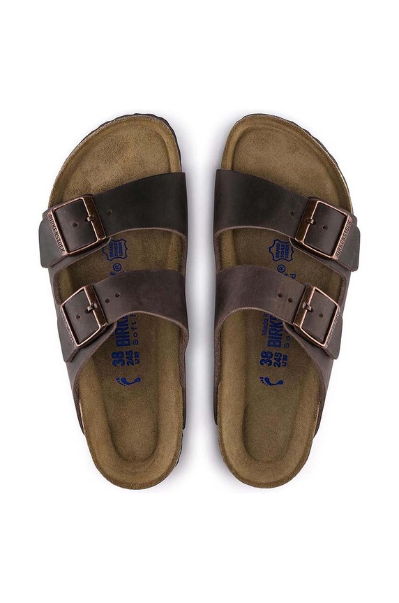 Δερμάτινες παντόφλες Birkenstock Arizona καφέ 452763