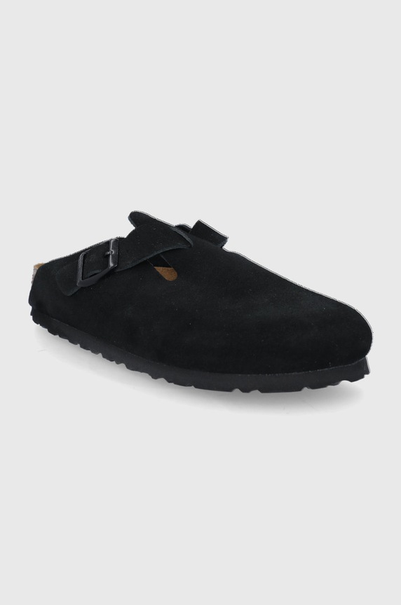 Semišové šľapky Birkenstock Boston 660473 čierna AA00