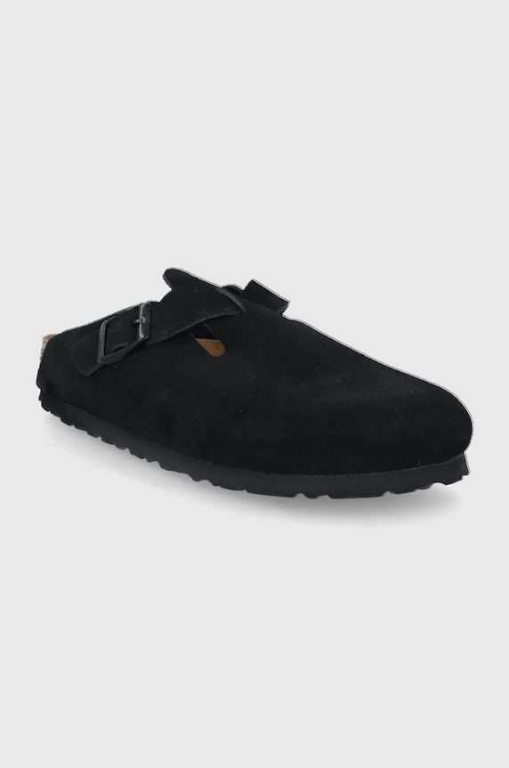 Semišové šľapky Birkenstock Boston 660473 čierna AA00