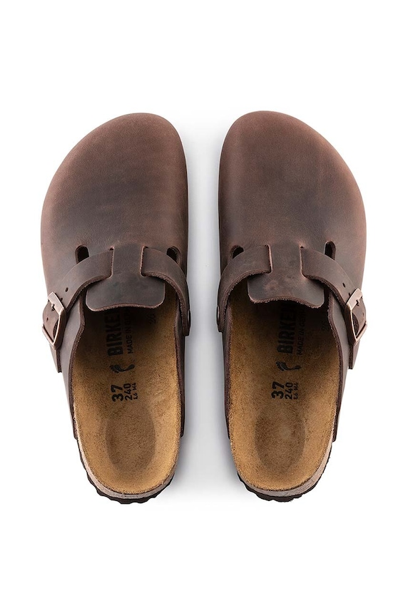 Birkenstock ciabatte in pelle Boston marrone 860133