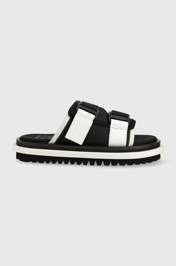 Šľapky Tommy Jeans platforma čierna EN0EN01802.BDS.FLATFOR