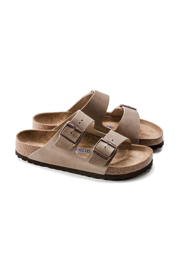 Obuwie Birkenstock klapki nubukowe Arizona 552811 beżowy