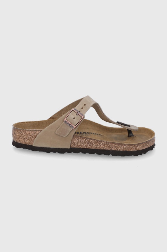 Σαγιονάρες nubuck Birkenstock Gizeh φλατ καφέ 943811