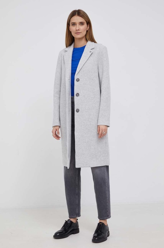 Calvin Klein Płaszcz wełniany bez kaptura szary K20K203445.PPYY