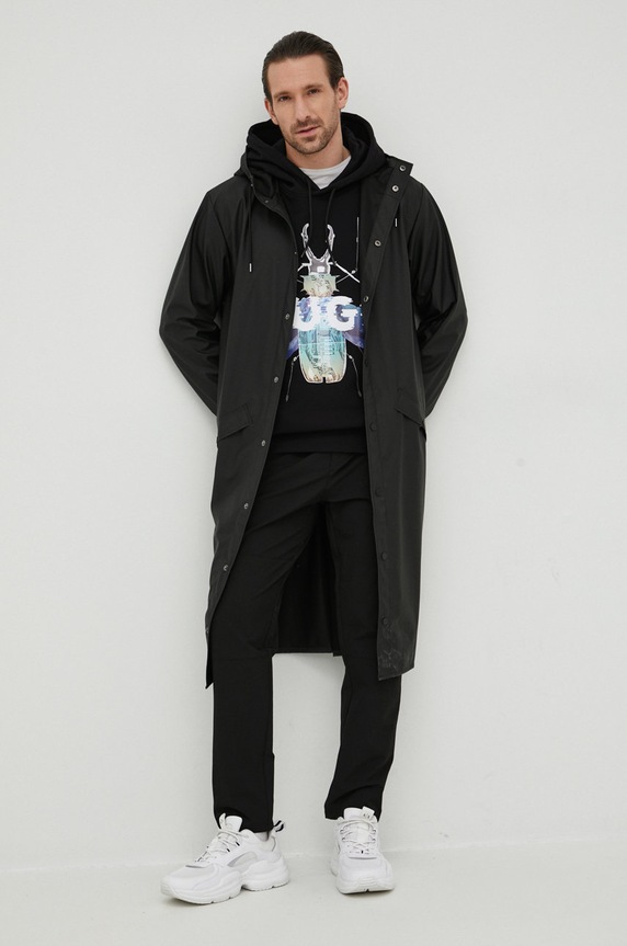 Bunda Rains Longer Jacket 18360.01 čierna SS22