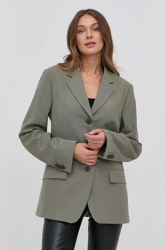 Blazer s příměsí vlny Tiger Of Sweden látka zelená S70381012