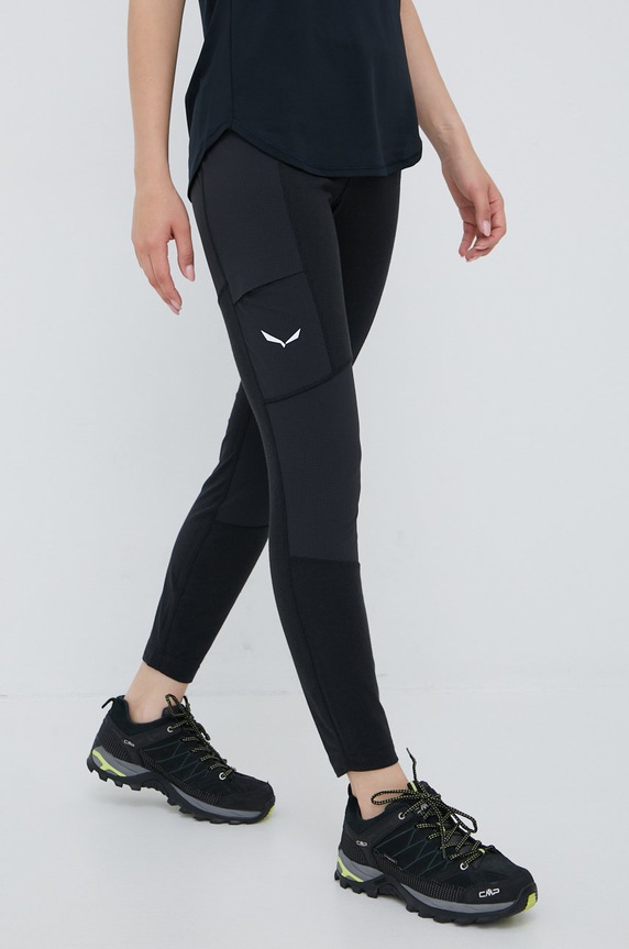 Salewa legginsy sportowe Lavaredo Hemp z elastanem czarny 00.0000028034