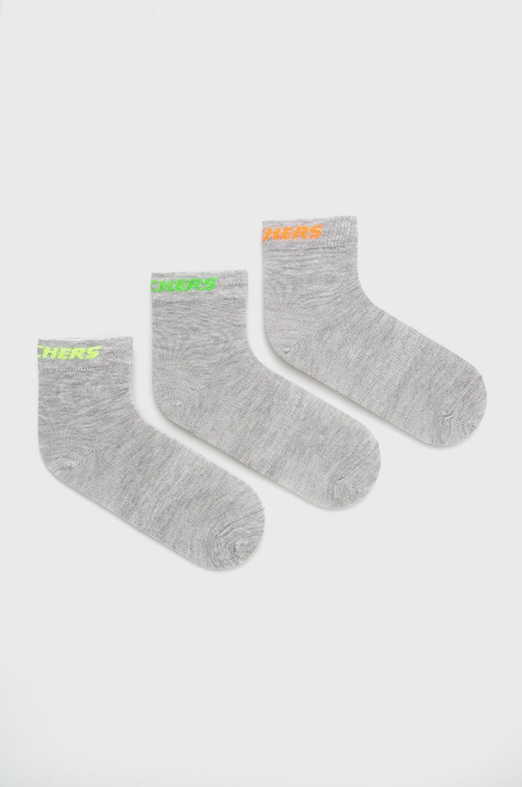 Skechers skarpetki dziecięce 3-pack melanż szary SK41053