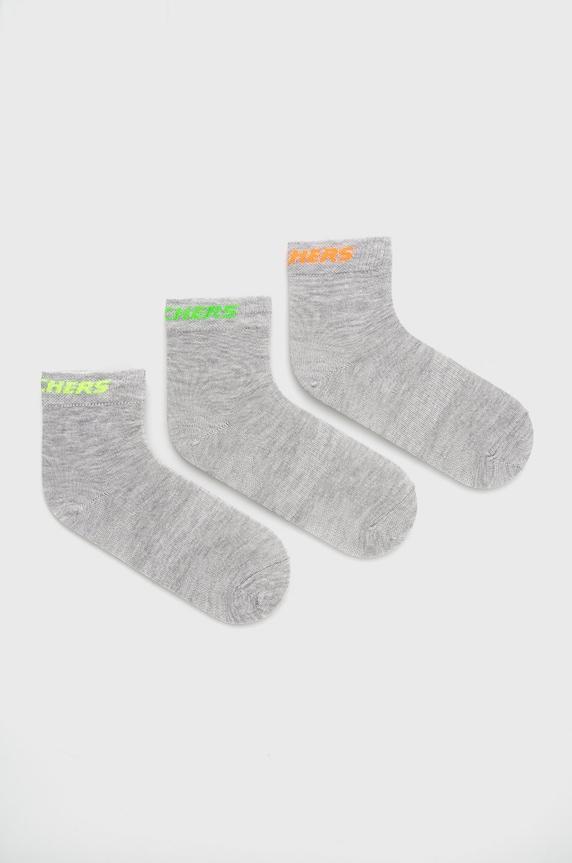 Skechers skarpetki dziecięce 3-pack melanż szary SK41053