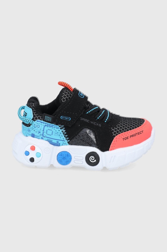 Παιδικά παπούτσια Skechers απομίμηση λείου δέρματος μαύρο 402262N.PPYY
