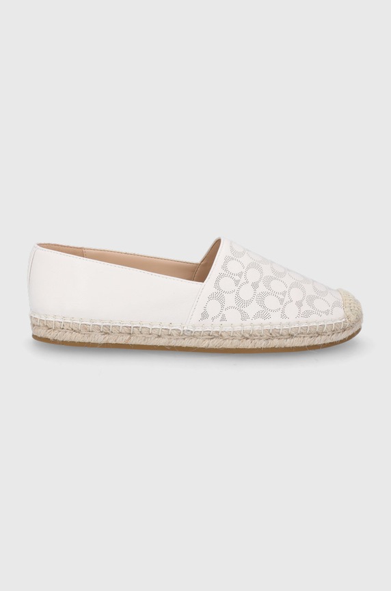 Coach espadryle skórzane Carley płaski beżowy C6763.CHK