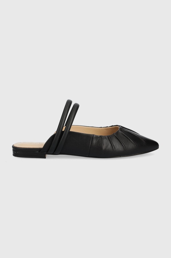 Guess klapki skórzane VIVIANAS płaski czarny FL6VVS.LEA06.BLACK