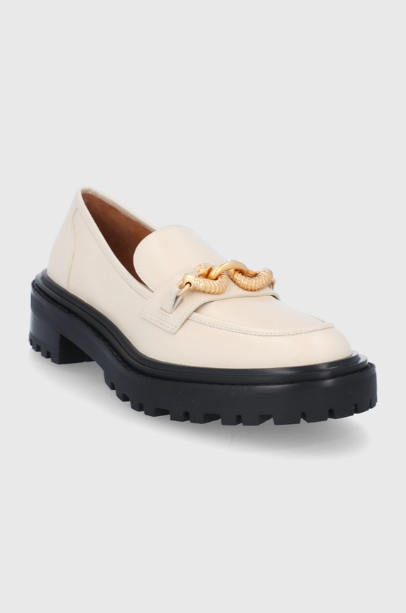 Tory Burch Mokasyny skórzane Jessa Lug Sole 87254.191 beżowy SS22