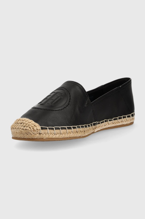 Încălțăminte Tommy Hilfiger espadrile de piele FW0FW06168.BDS negru